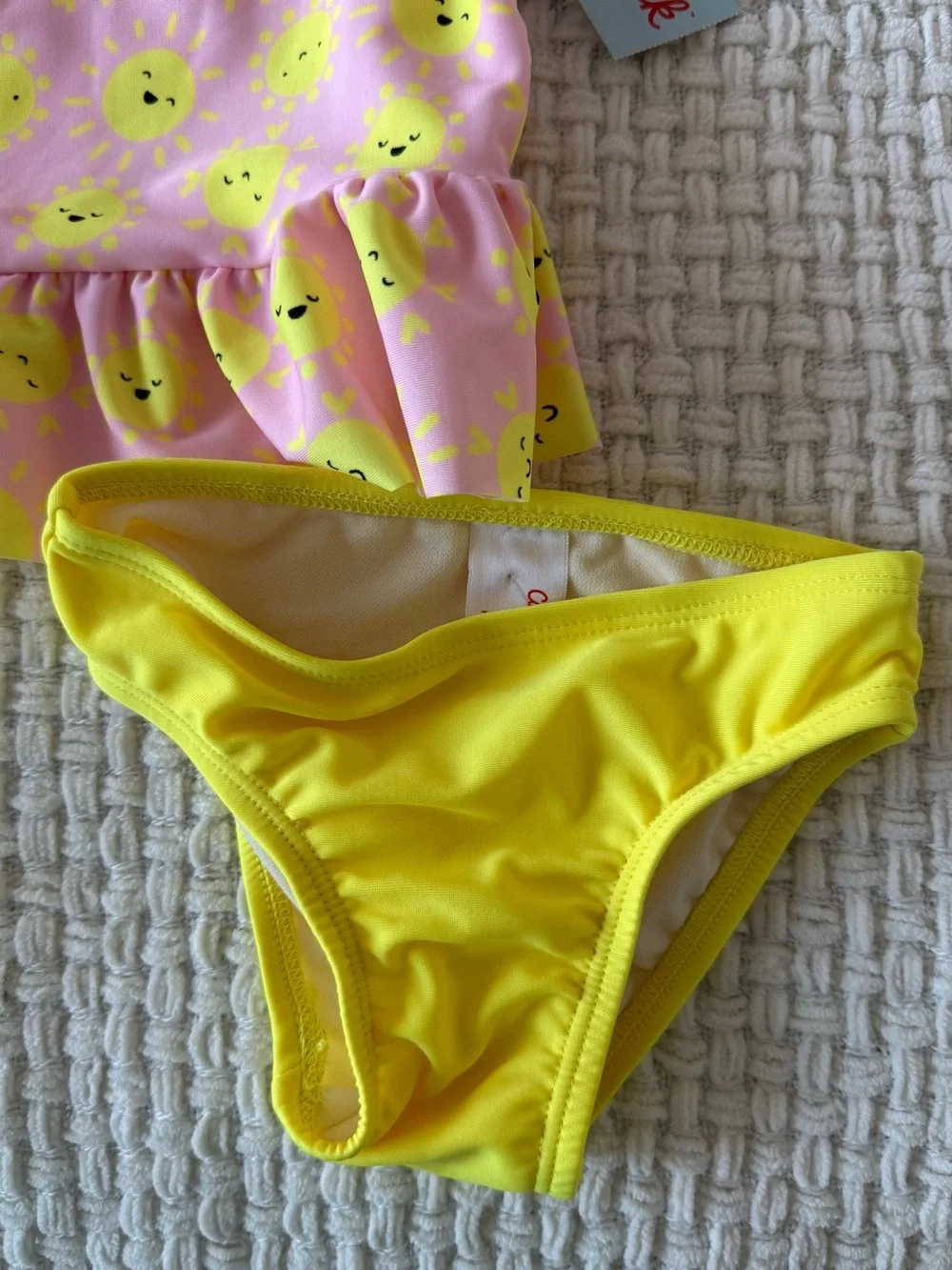 NWT Cat & Jack Pink and Yellow Smiley Sun Two-Piece Swim Set
